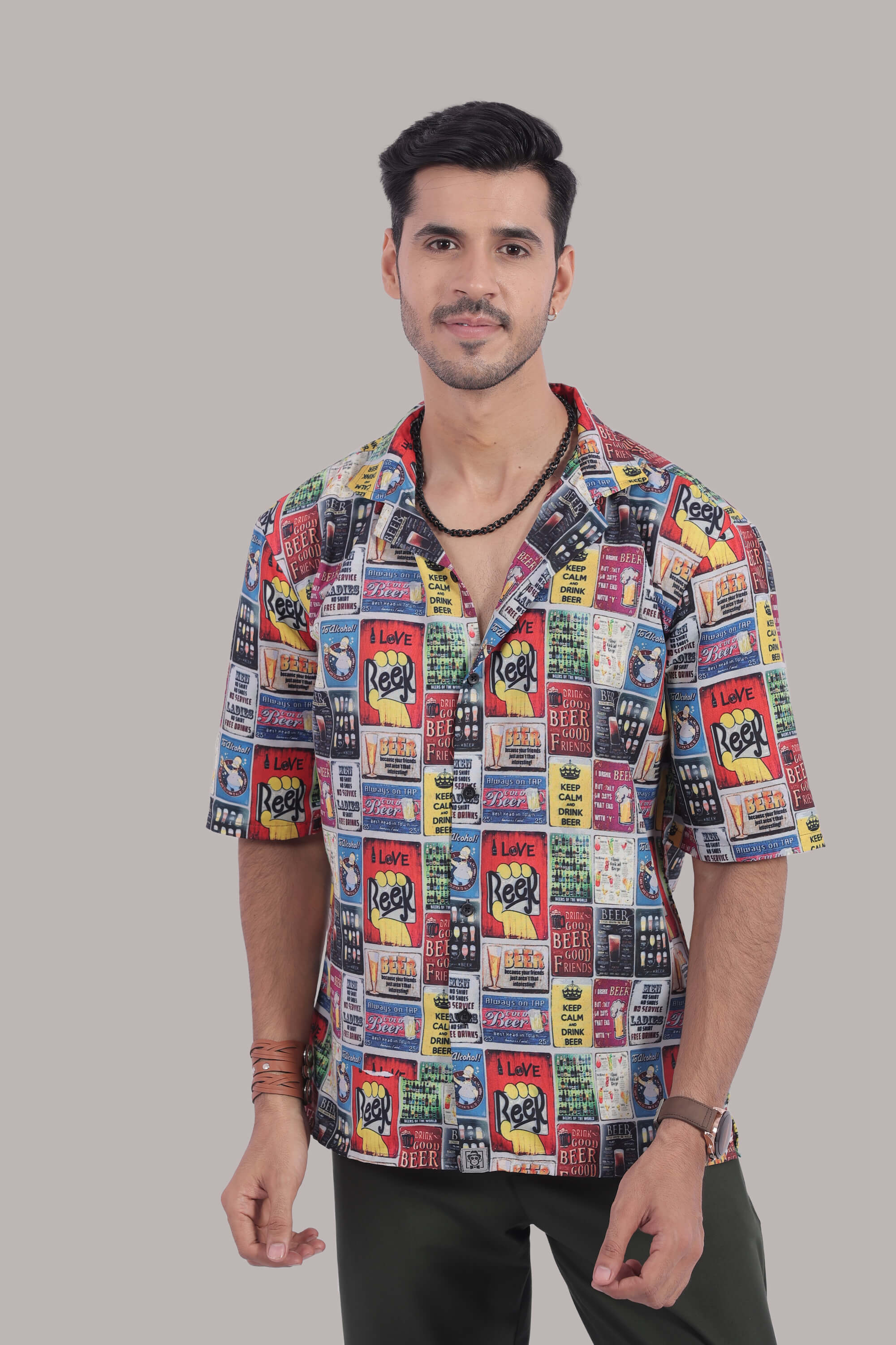 Beer design Relax Fit Half Sleeves Shirt – Stitch Monkey