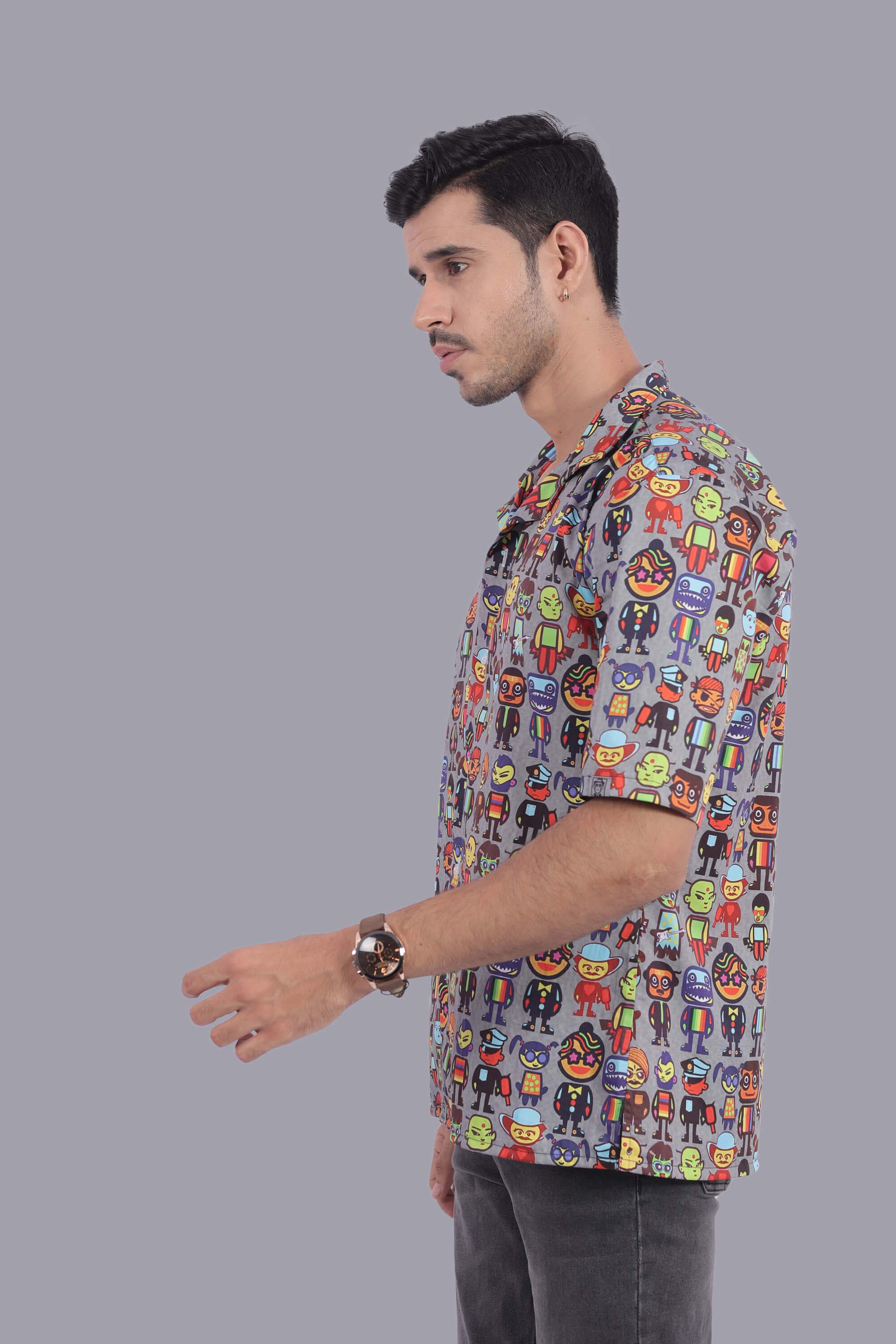 Character Deck Design Relax Fit Half Sleeves Shirt