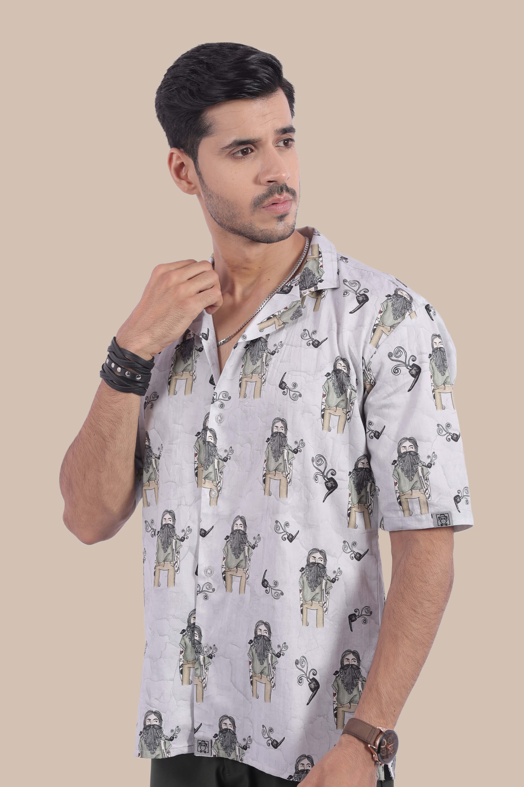 Cigar Baba Design Relax Fit Half Sleeves Shirt