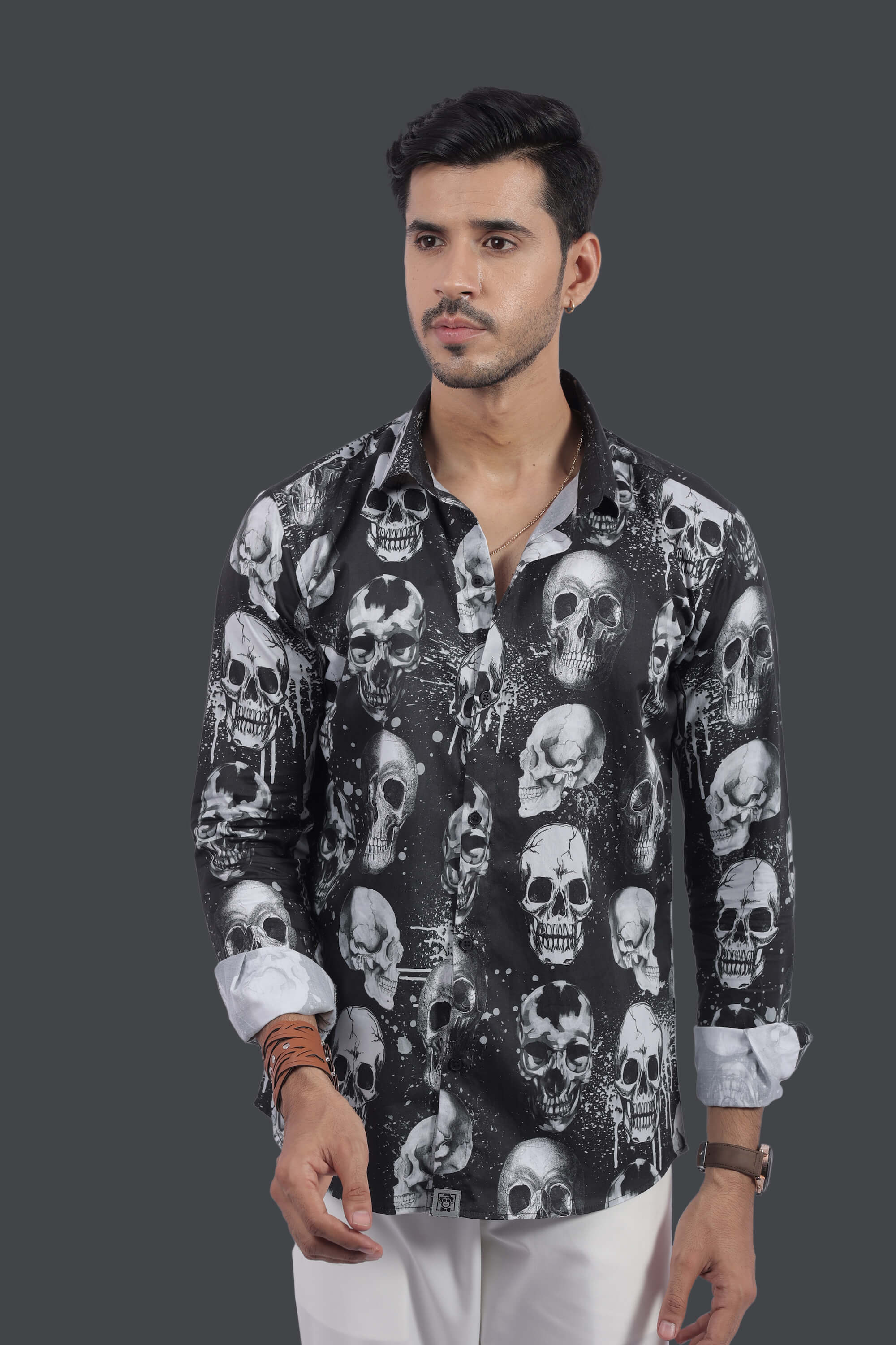 Skull Design Relax Fit Full Sleeves Shirt