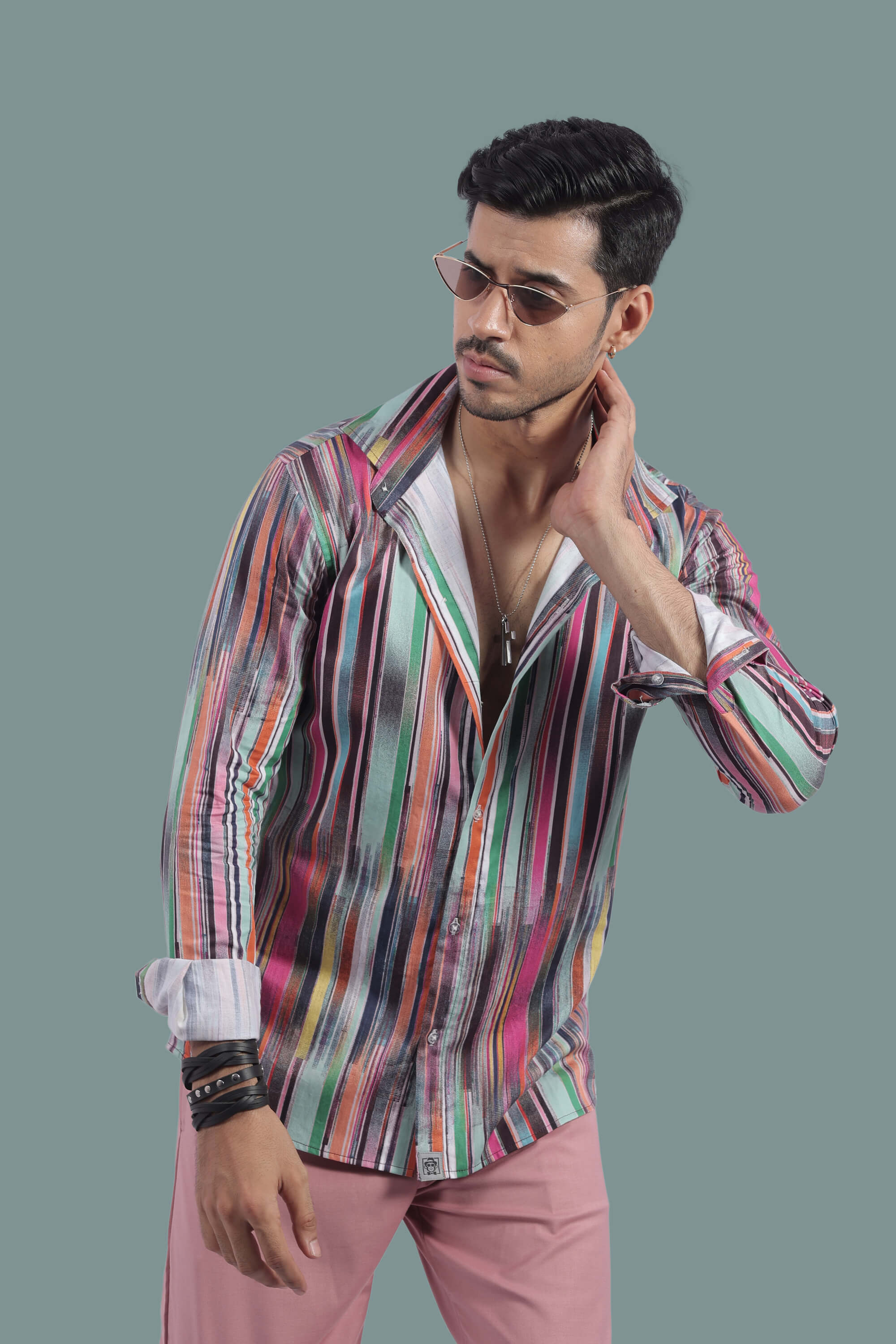 Broken Stripes Relax Fit Full Sleeves Shirt