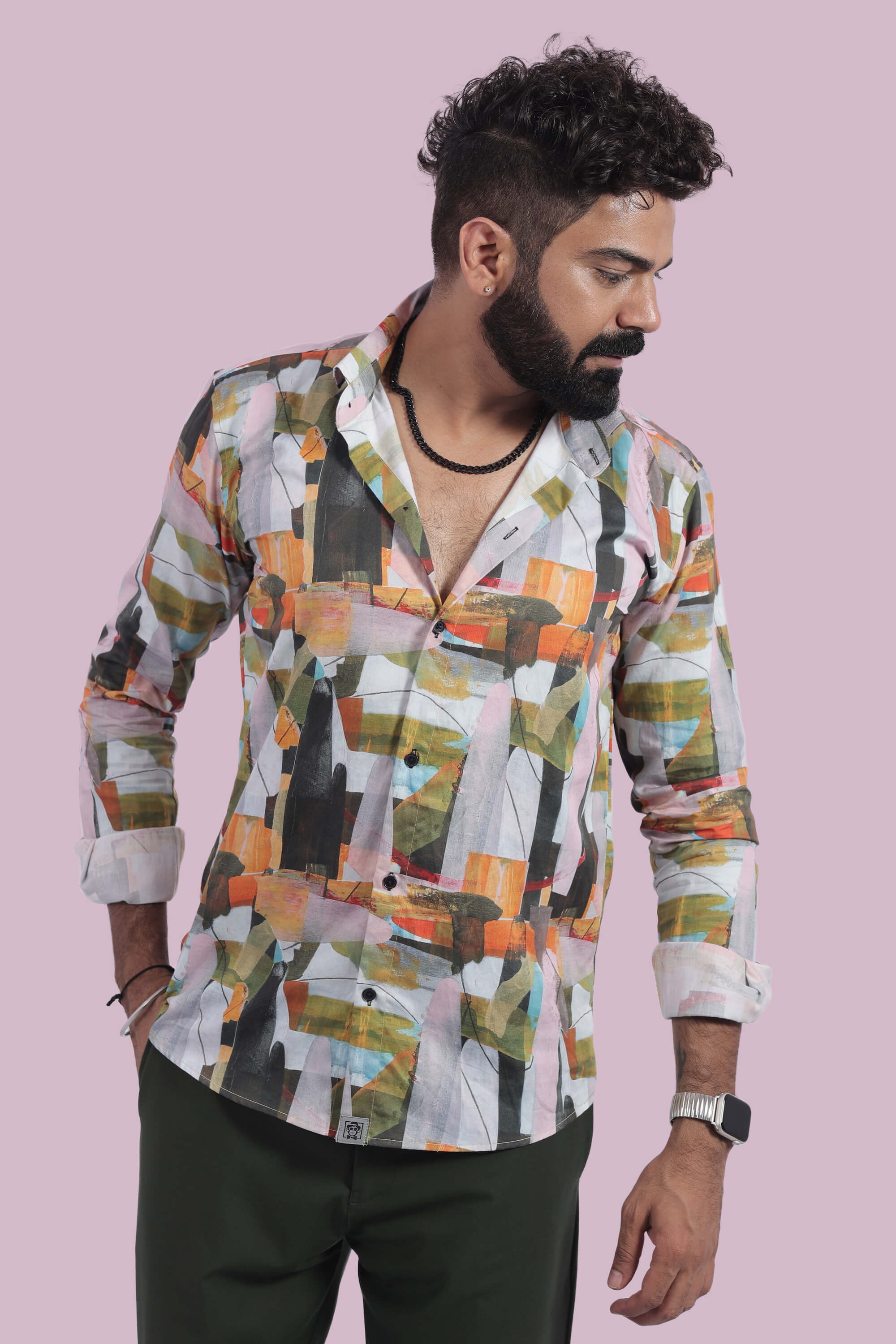 Multi Maze Relax Fit Full Sleeves Shirt