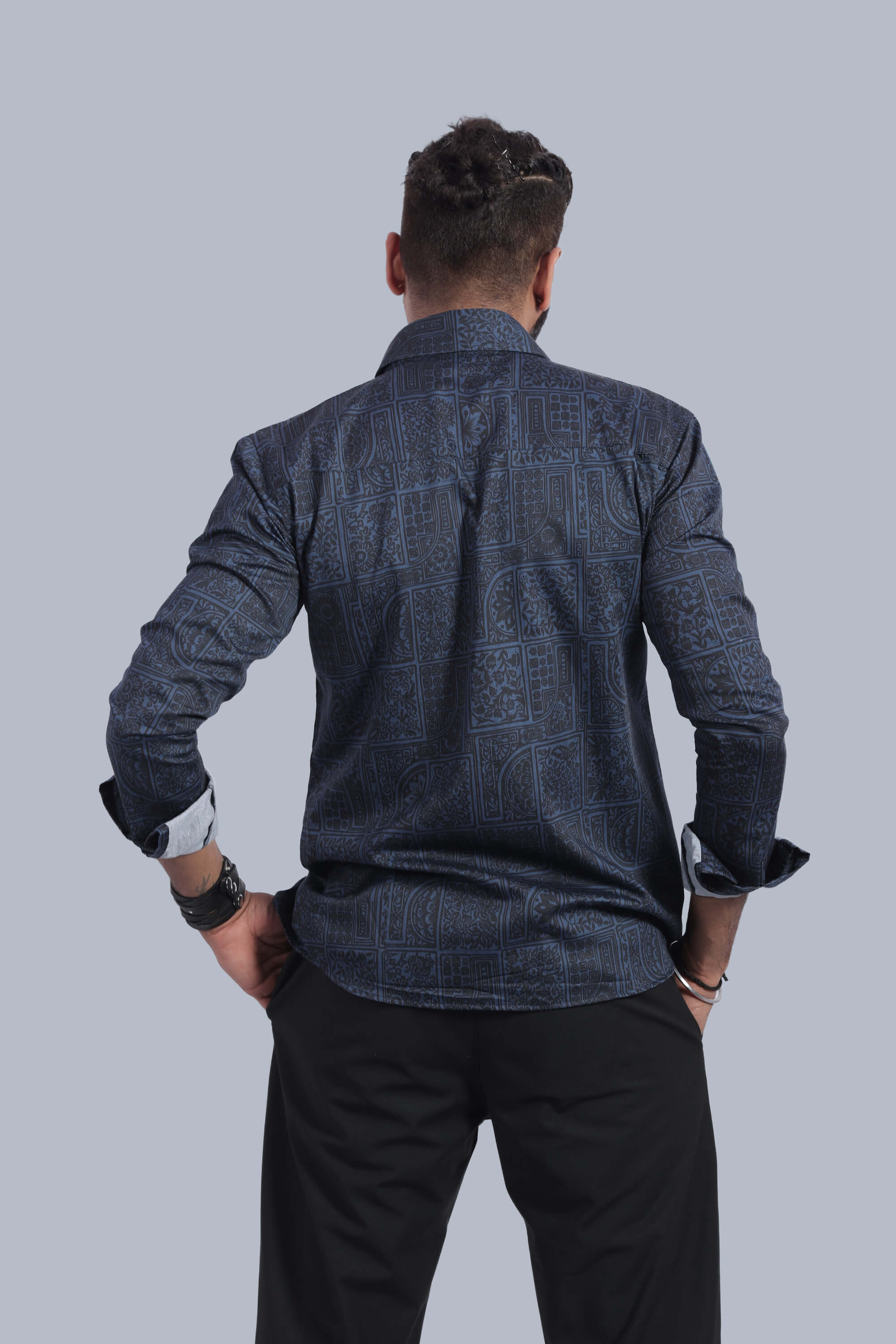 Black Sketch Design Full Sleeves Shirt