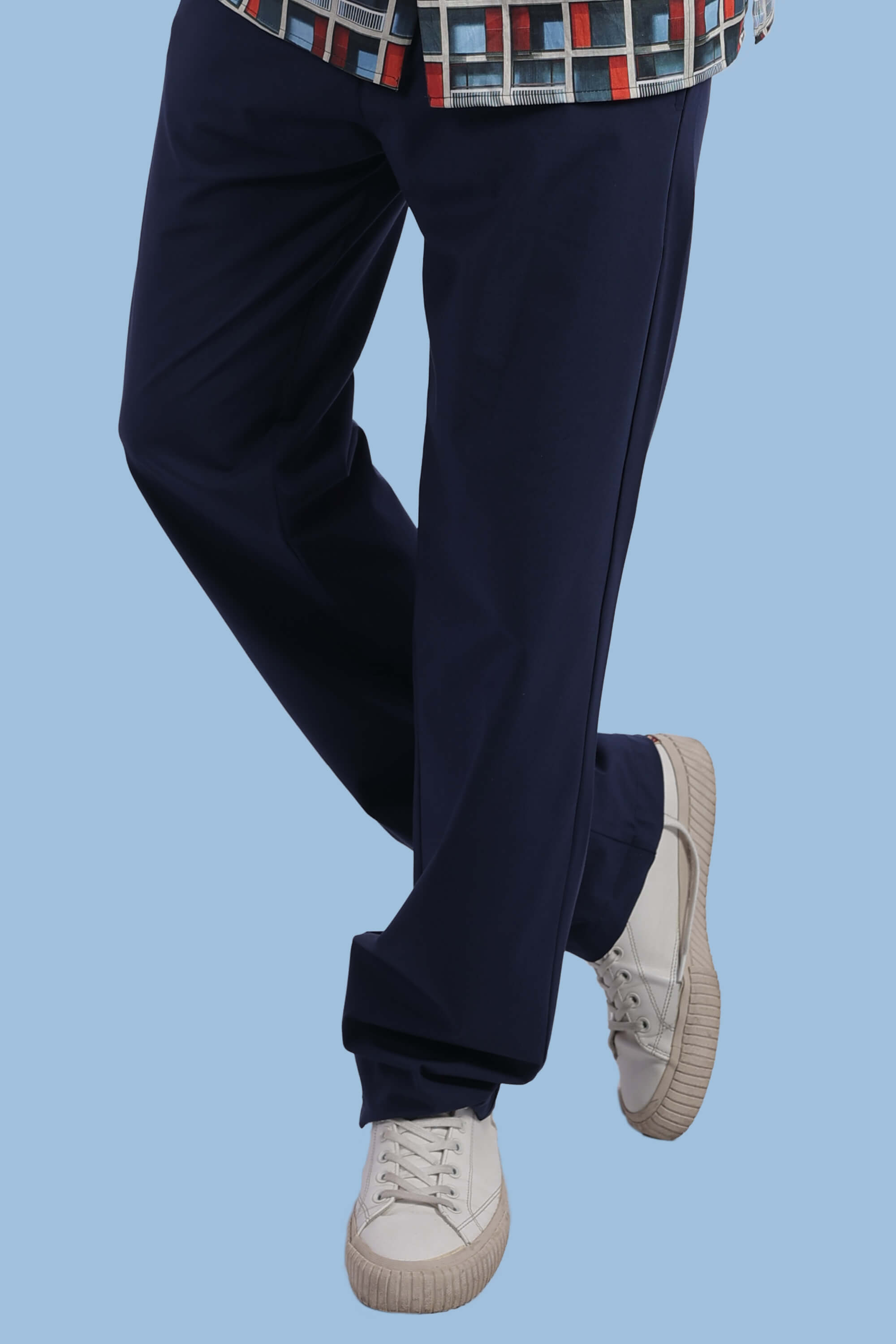 Royal Blue Stretchable Pants With Relaxed Fit