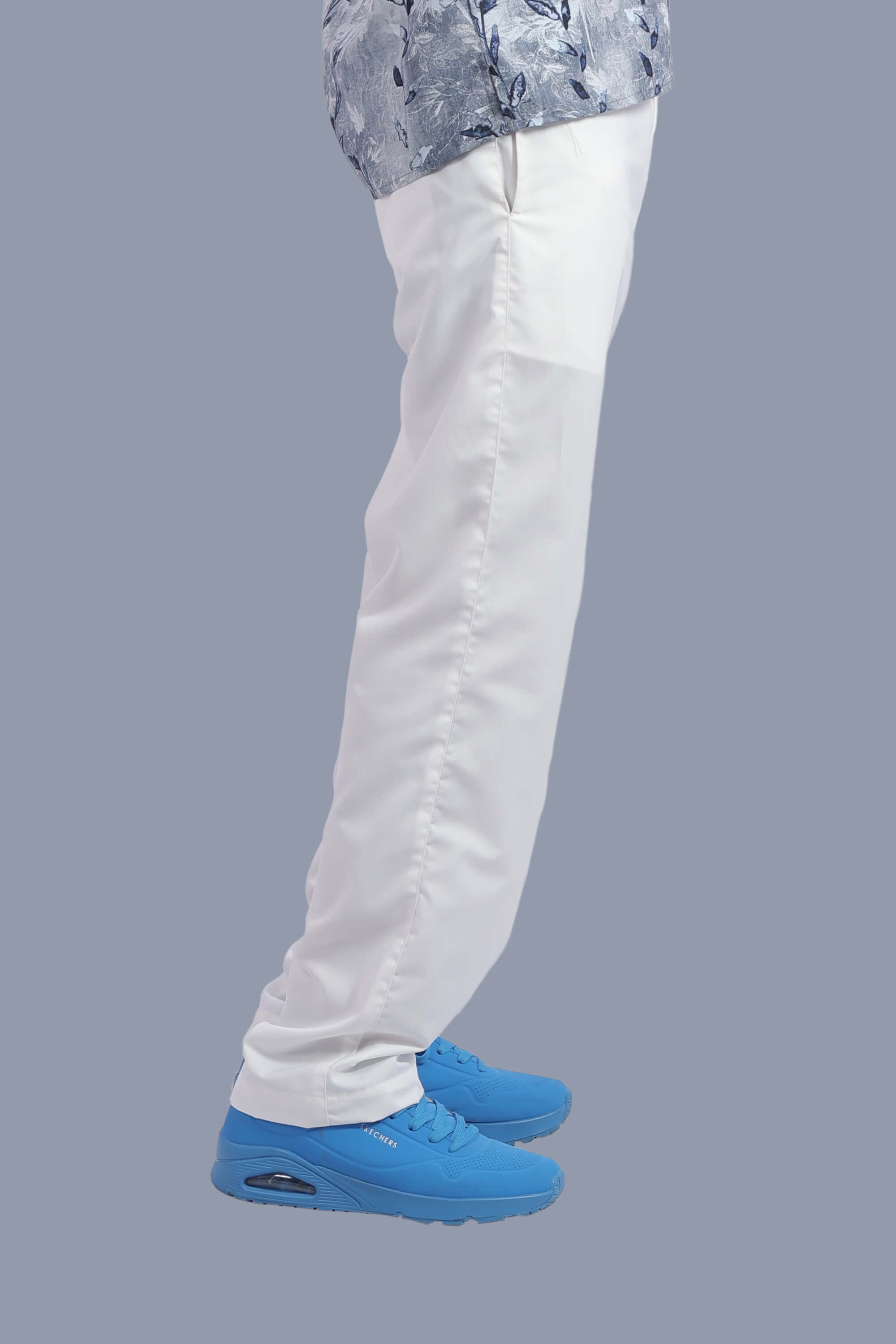 White Stretchable Pants With Relaxed Fit