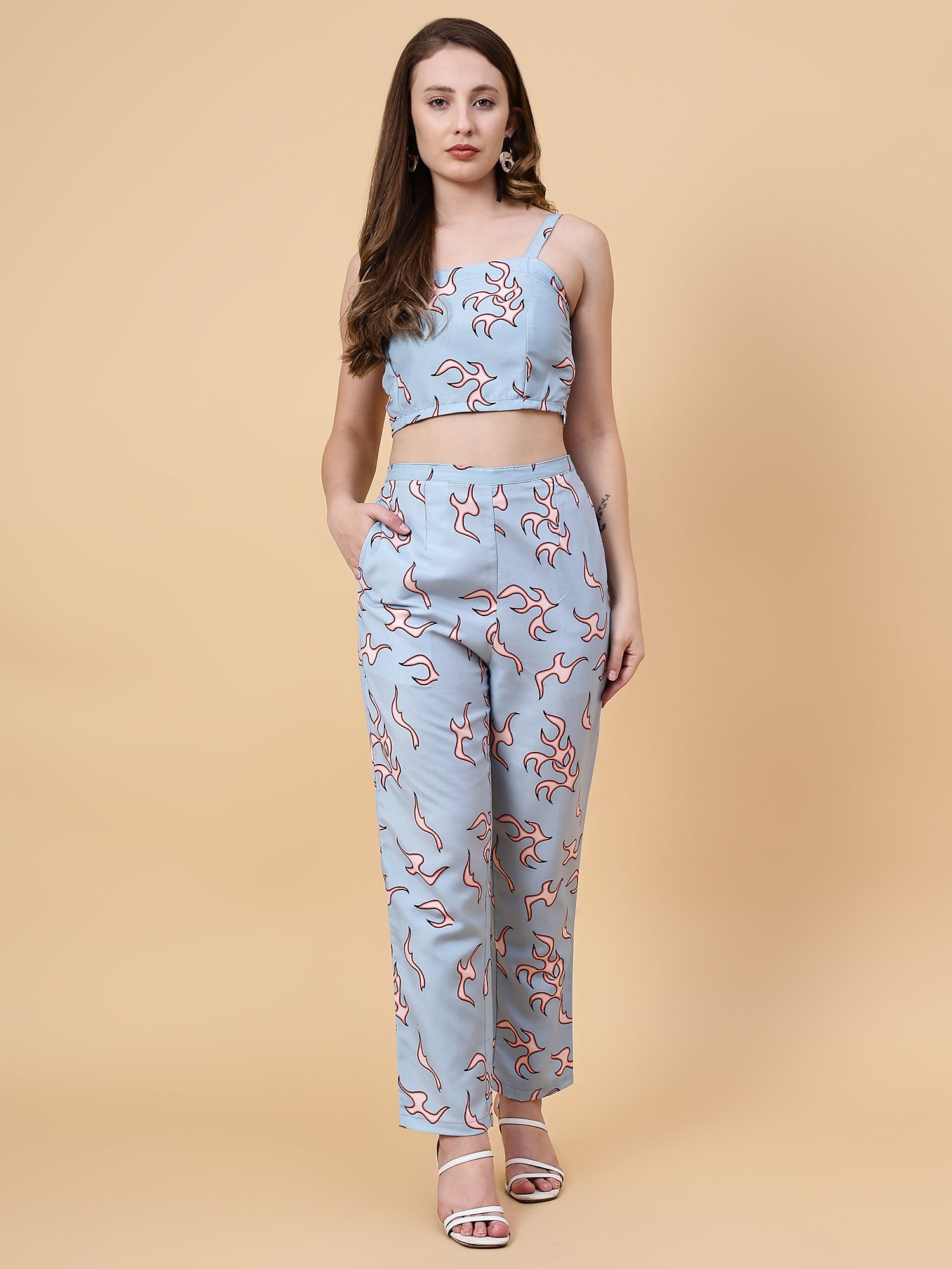 Fire Flames Printed 3 Piece Co-ord Set