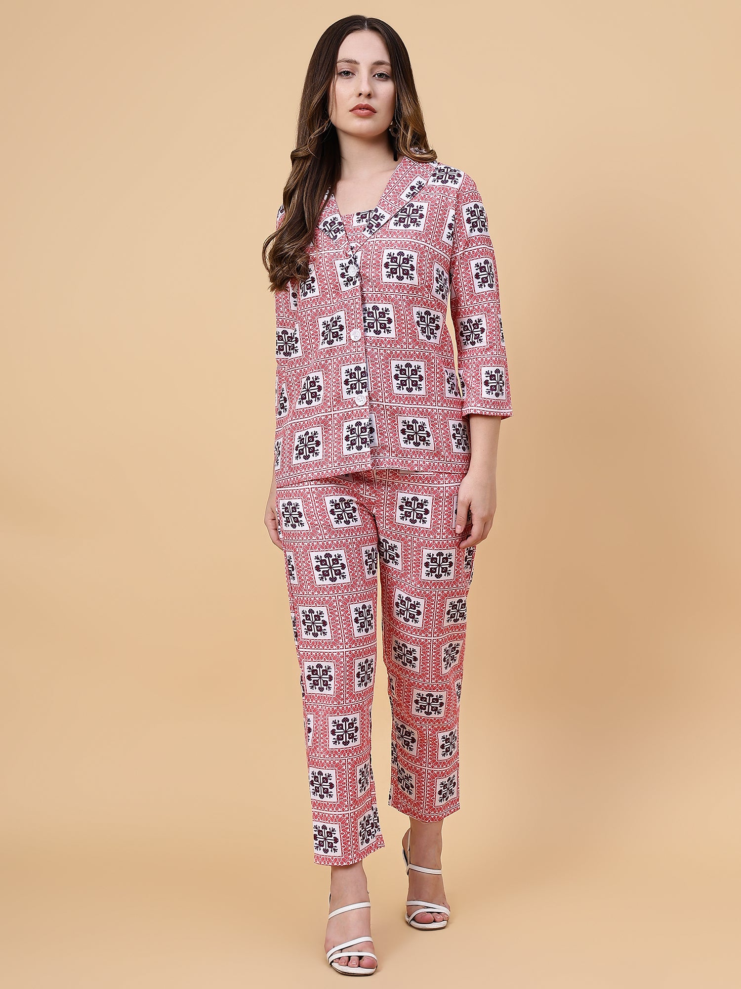 Defined Square Printed 3 Piece Co-ord Set