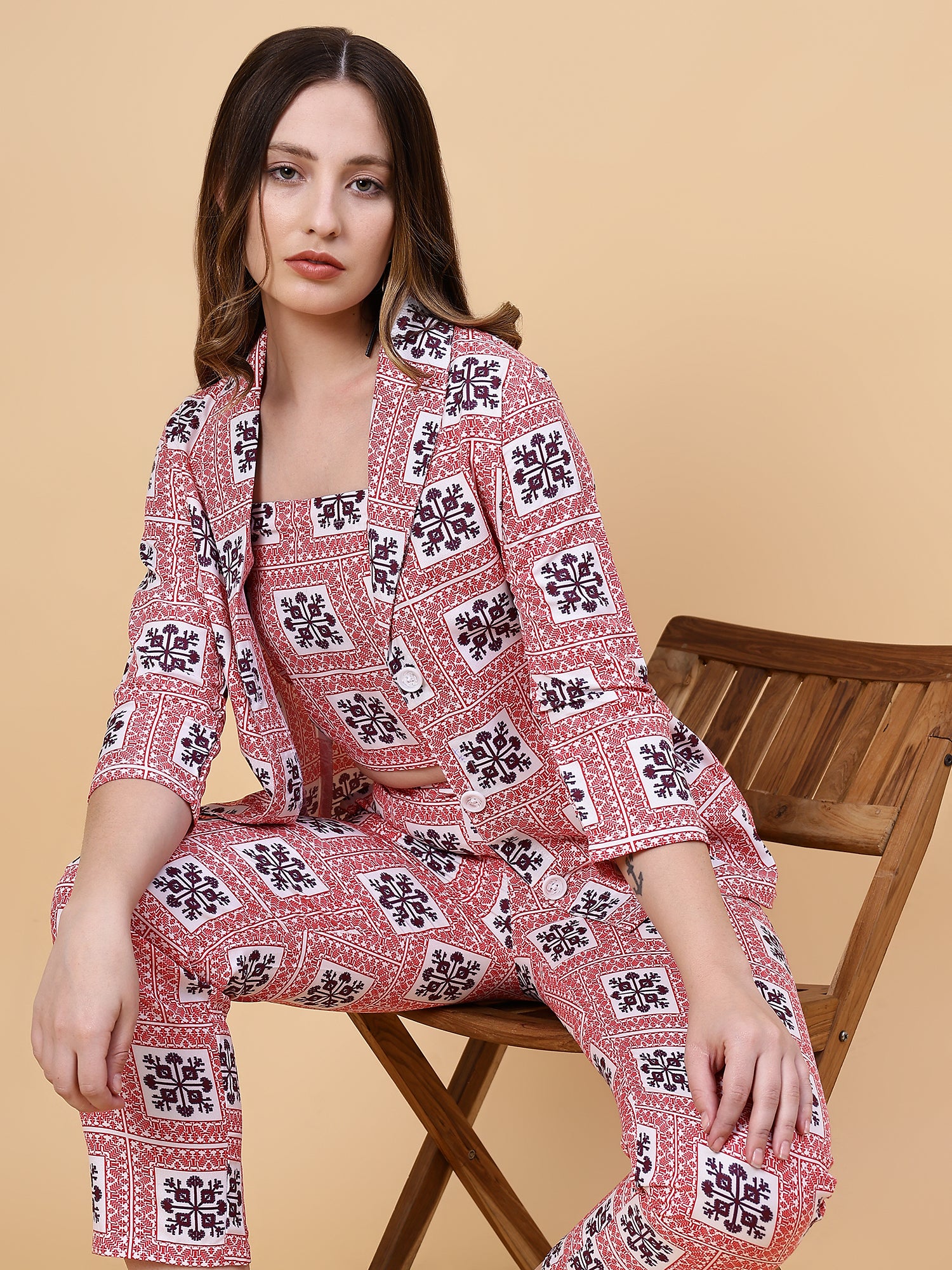 Defined Square Printed 3 Piece Co-ord Set