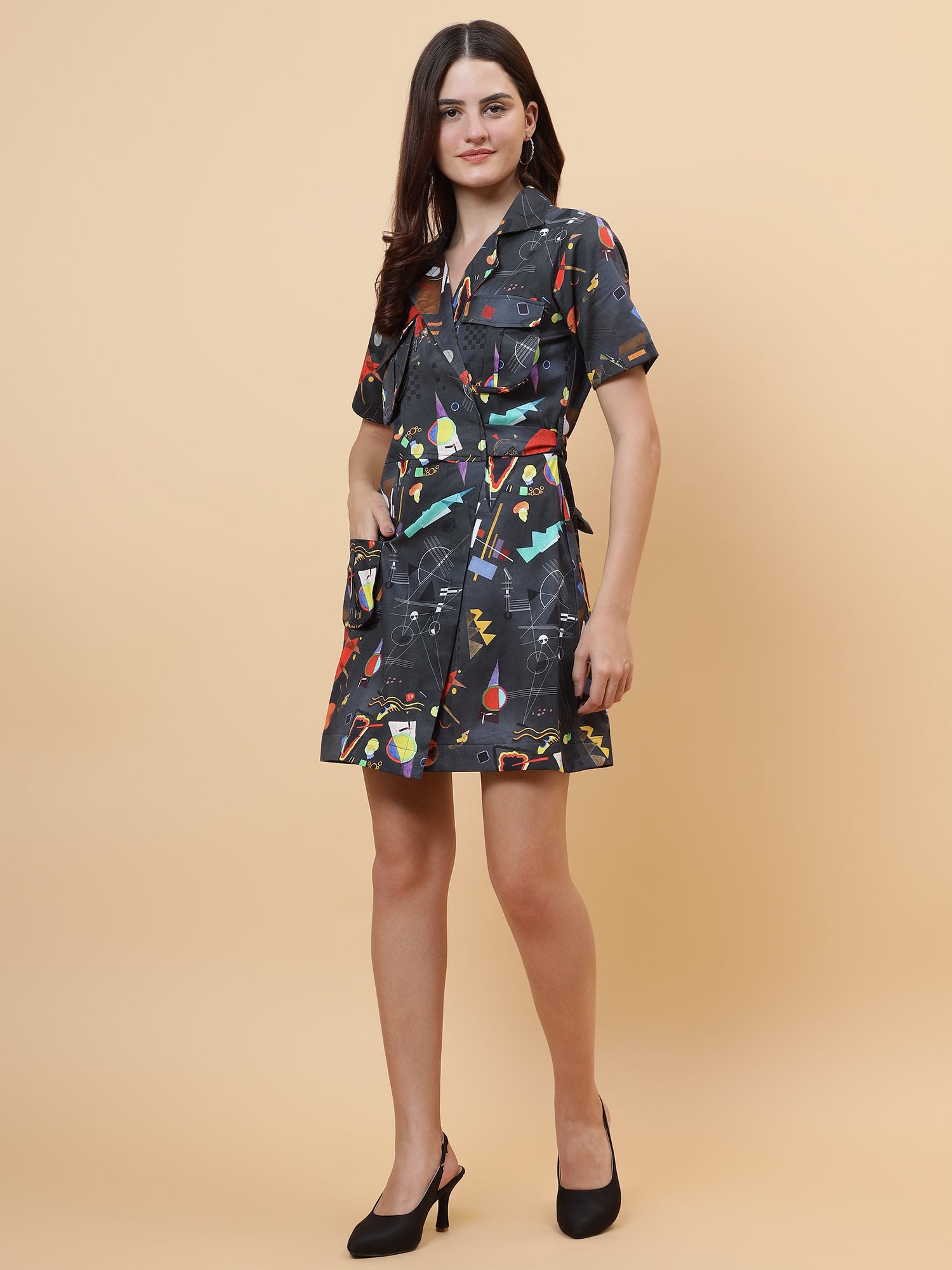 Mod Geometry Printed Pocket Dress